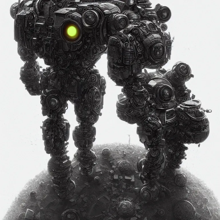 Prompt: a cinematic shot of meeboo bohtrops, hyperdimensional, mechanical, by Andy Thomas, Mario Martinez, Daniel Mirante, Gustave Dore, Artstation, CGsociety, masterpiece