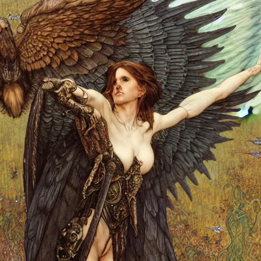 Image similar to a flying harpy with huge eagle wings, d & d, fantasy, luis royo, magali villeneuve, donato giancola, wlop, krenz cushart, hans zatka, klimt, alphonse mucha