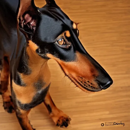 Prompt: a feline doberman - cat - hybrid, animal photography