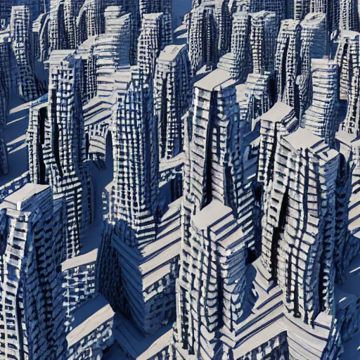 Prompt: sculptural explosion of concrete, fractal, city, realistic 8 k, detailed