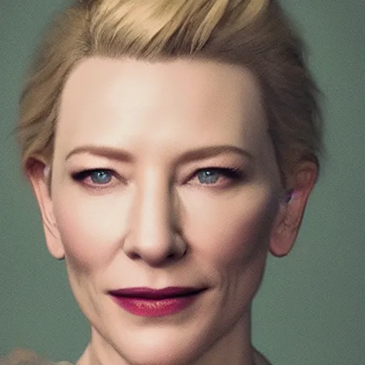 Image similar to portrait of cate blanchett in the style ok ukiyo-3