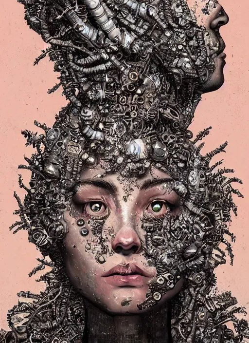 Prompt: Biopunk goddess painting by Dan Hillier, trending on artstation, artstationHD, artstationHQ, 4k, 8k