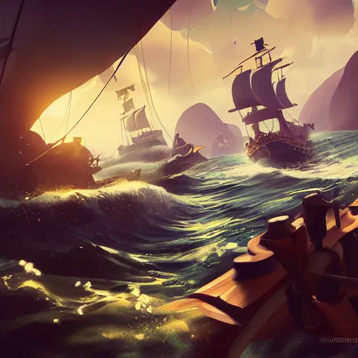 Prompt: flying dutchman in sea of thieves with actual dutch men, high detail, elegant, digital painting, cinematic lighting, vibrant, intricate, textured skin, highly detailed, artstation, sharp, focus, hdr, unreal engine 5, breathtaking ilya kuvshinov, nikolay makovsky