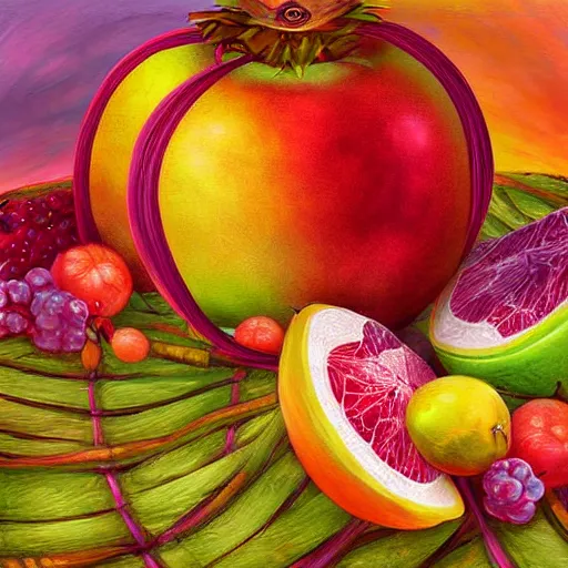 Image similar to heavenly fruit, epic, heaven fantasy painting, digital art, fruit