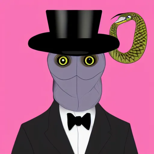 Prompt: snake with a top hat, digital art