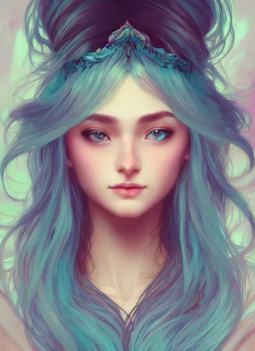 Prompt: beautiful girl with long turqoise hair, cute, intricate, highly detailed, digital painting, trending on artstation, concept art, smooth, sharp focus, illustration, unreal engine 5, 8 k, art by artgerm and alphonse mucha