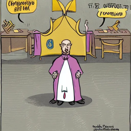 Image similar to cartoon shark disguised as the pope