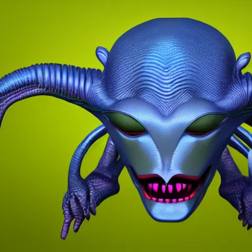 Prompt: indigo polypedal alien creature character concept detailed photo realistic 3d render 4k