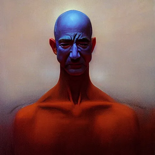 Prompt: Jeff Bezos. Anger. Zdzisław Beksiński