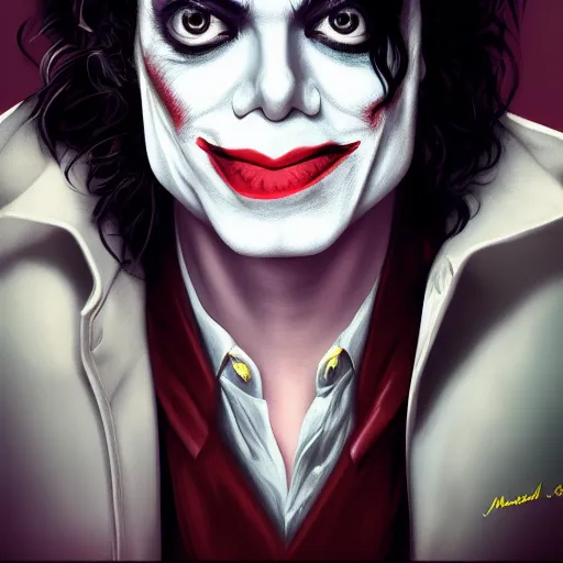 Prompt: Michael Jackson is The Joker, hyperdetailed, artstation, cgsociety, 8k
