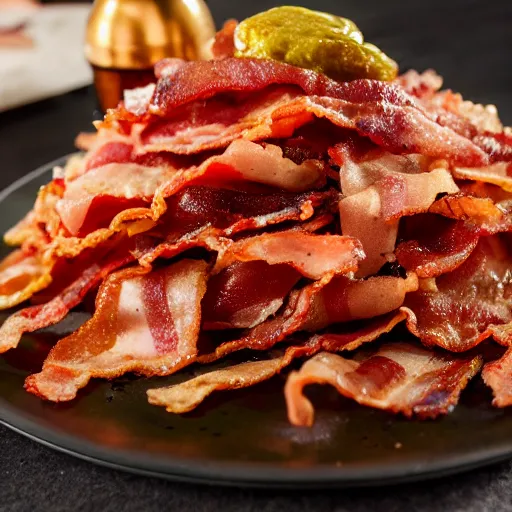 Image similar to an enormous pile of bacon, michellin star, award winning dish, food photography