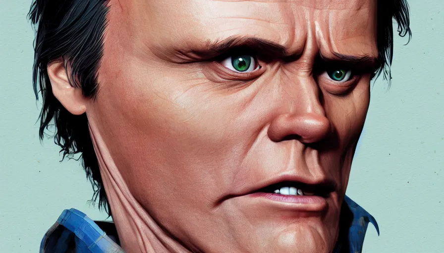 Image similar to Jim Carrey is Lex Luthor, hyperdetailed, artstation, cgsociety, 8k