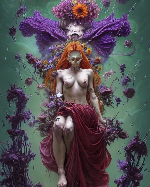 Prompt: the platonic ideal of flowers, rotting, insects and praying of cletus kasady carnage thanos davinci dementor wild hunt chtulu mandala ponyo heavy rain the witcher, d & d, fantasy, ego death, decay, dmt, psilocybin, concept art by randy vargas and greg rutkowski and ruan jia and alphonse mucha