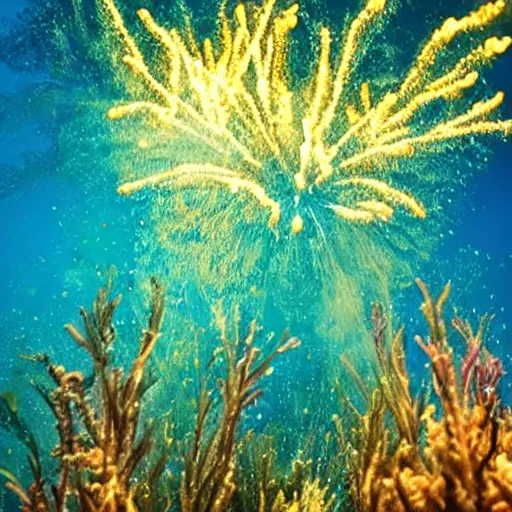Image similar to underwater fireworks