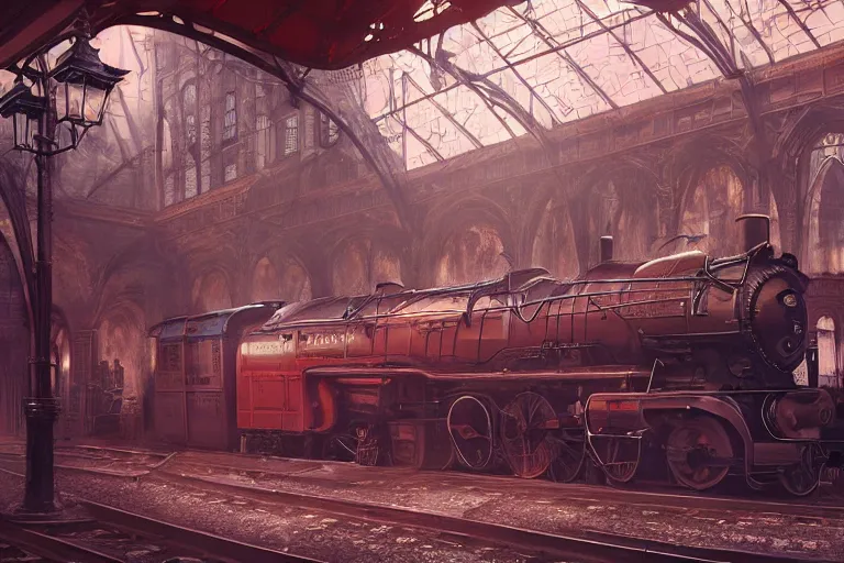 Image similar to some wizard waiting in hogwart train station in quiet dark city, hyper detailed, orange red blue tones dramatic lighting, cgsociety, realistic, hyper detailed, insane details, intricate, dramatic lighting, hypermaximalist, golden ratio, rule of thirds, octane render, weta digital, micro details, ultra wide angle, artstation trending, 8 k,