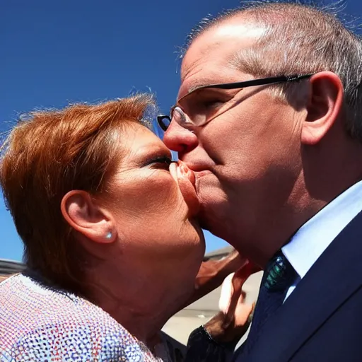 Image similar to scott morrison kissing pauline hanson