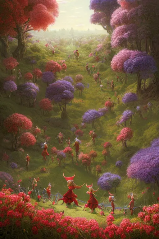 Image similar to a beautiful digital illustration painting elves among the flowers by benoit b. mandelbrot, steven belledin, martin johnson heade, lee madgwick, caspar david friedrich, and david rios ferreira. 8 k resolution trending on artstation concept art digital illustration