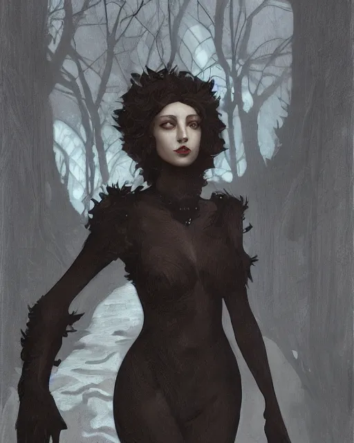 Image similar to a portrait of black furry shadow nightmare monster in a background of deep shadows, illustration, dramatic lighting, soft details, painting oil on canvas, art nouveau, octane render, HDR, 4k, 8k, HD, by Edmund Blair Leighton, Brom, Charlie Bowater, trending on artstation, Tom Bagshaw, faces by otto Schmidt