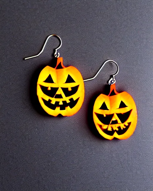 Image similar to spooky jack'o'lantern, 2 d lasercut earrings,