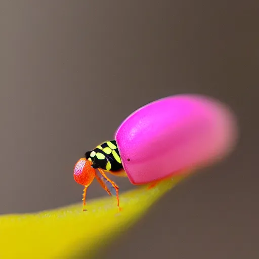 Image similar to “a pink and yellow bug on lemon 4k”