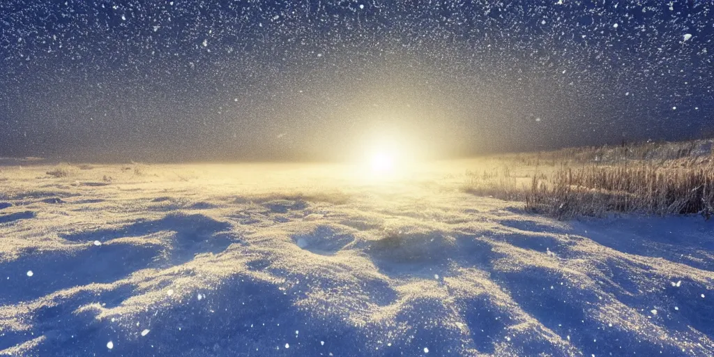 Prompt: Particles of light fall beautifully like snow, dreamlike, natural background, 4k, HDR