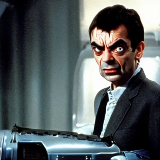 Image similar to A still of Mr Bean as the Terminator in The Terminator (1984)