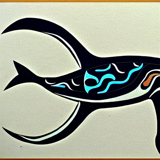 Image similar to whale. style of haida gwaii, pacific northwest coast, native art, tribal, clean