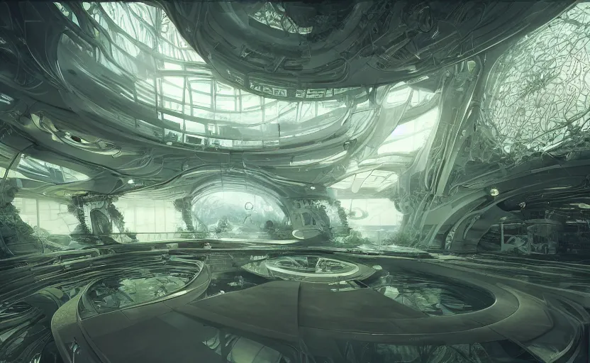Prompt: Futuristic hospital with ((((beautiful and magical garden)))). By Frank Lloyd Wright, concept art, inrincate, sharp focus, digital painting, unreal engine, cgsociety, neoclassical, mech, robot, fractal flame, cinematic, highly detailded