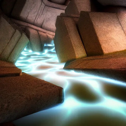 Prompt: professional photo similar to level marble zone of sonic the hedgehog, by discovery magazine, real life, photorealistic, soft focus, long exposure