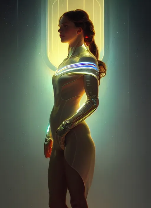 Image similar to full body portrait of girl, chemisty, sci - fi, glowing lights!! intricate, elegant, highly detailed, digital painting, artstation, concept art, smooth, sharp focus, illustration, art by artgerm and greg rutkowski and alphonse mucha, 8 k