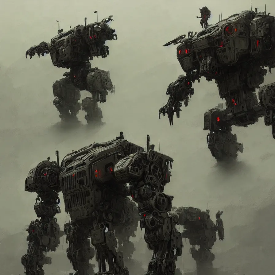 Image similar to fierce organic four legged mech, highly detailed, complex rendering, dramatic lighting, artstation, art by jakub rozalski