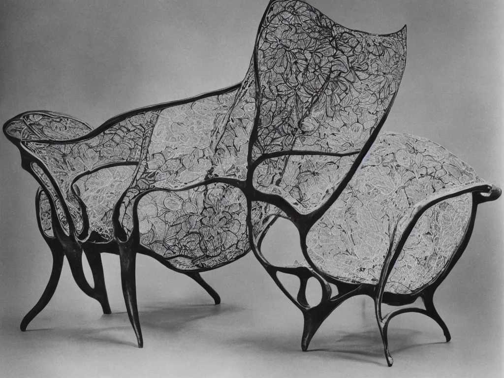 Image similar to lace chair with human feet. karl blossfeldt, salvador dali