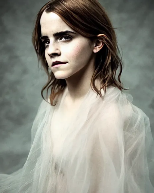 Image similar to emma watson as hermione magical portrait, soft diffused light, bjork aesthetic, translucent, by rineke dijkstra, intricate details, highly detailed, masterpiece,