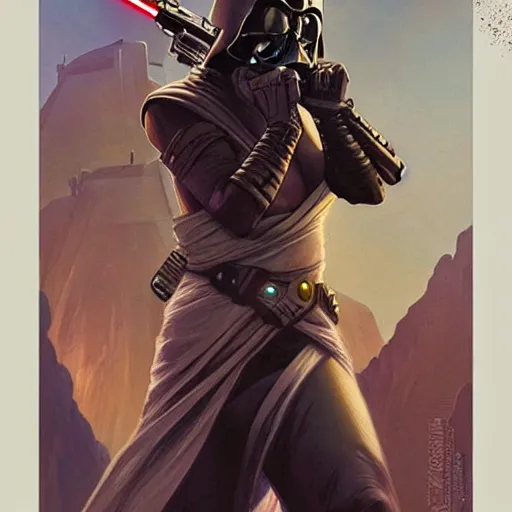 Image similar to vergere from star wars legends, intricate detailed face, artgerm, greg rutkowski, alphonse mucha