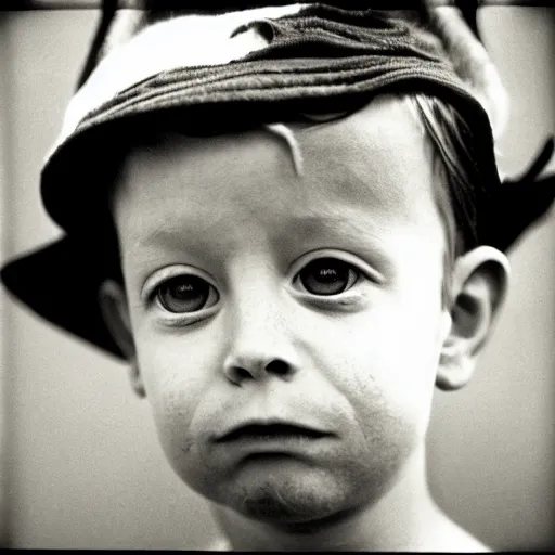 Image similar to photo of Alfalfa from Our Gang, by Diane Arbus, black and white, high contrast, Rolleiflex, 55mm f/4 lens