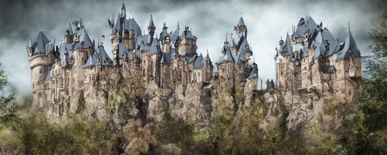 Prompt: hyperrealistic phto of the unseelie court gothic castle