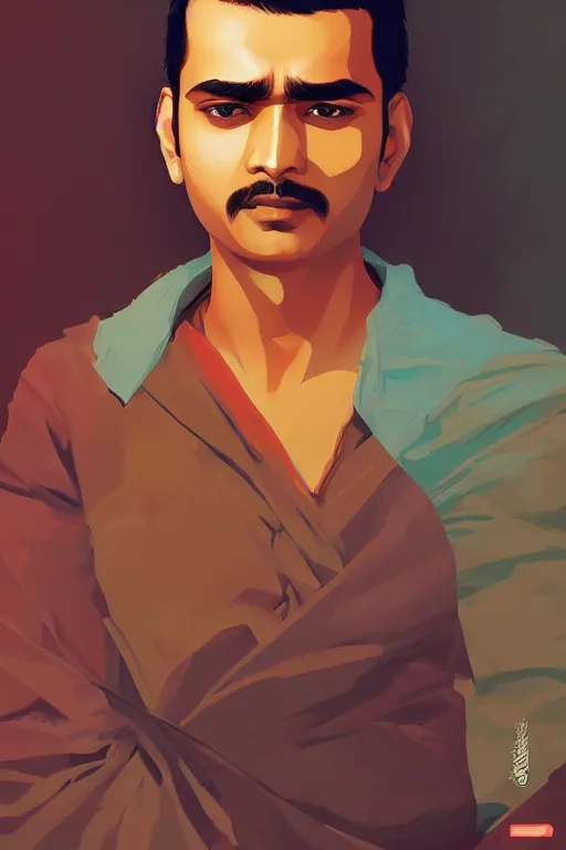 Prompt: portrait of an indian man by ilya kuvshinov trending on artstation, anime, award winning digital art, very very very very cute