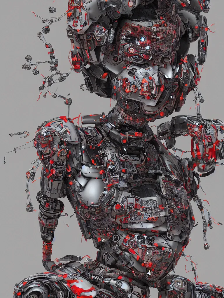 Prompt: an epic fantastic realism comic book style portrait painting of a japanese robotic : akira, nanotech demonic monster horror, geisha with chinese pattern tattoos and, inspired by the lord of ghost in the shell, octane render, intricate detail, 8 k hd, unreal engine 5, ex machina, irobot