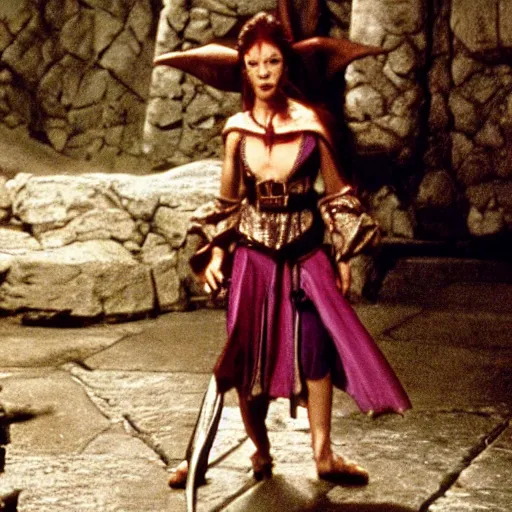 Image similar to female kobold jester, movie still lotr