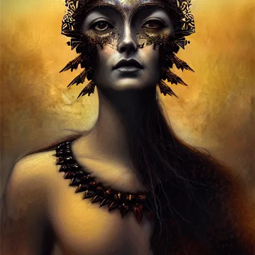 Prompt: goddess of crows, unusual beauty, emotionally evoking symbolic metaphors, head in focus, fantasy, ornamental, intricate, elegant, sensual, highly detailed digital painting, artstation, concept art, painterly, golden ratio, sharp focus, illustration, art by John Collier and Krenz Cushart and Artem Demura and and Greg Rutkowski and Alphonse Mucha and Albert Aublet