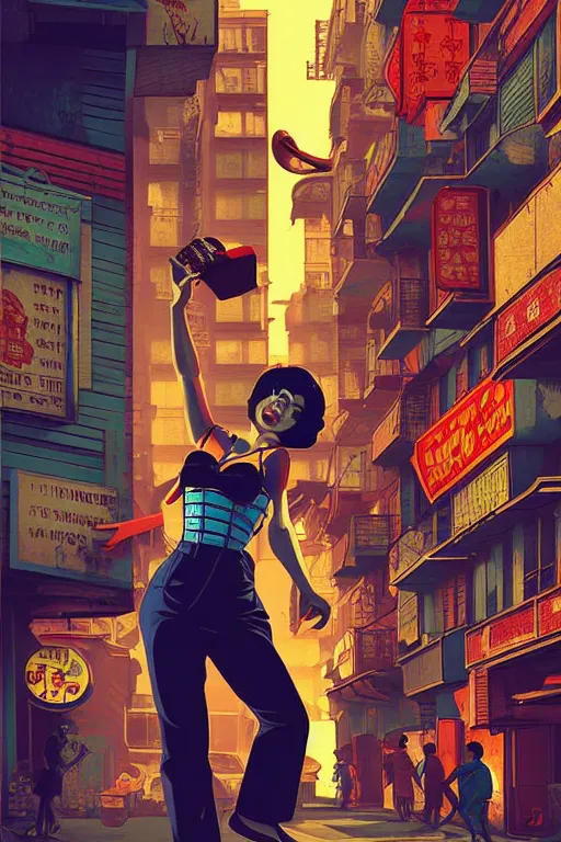 Image similar to slum neighbourhood. pop art, pixel, bioshock art style, gta chinatown art style, dynamic proportional, dynamic composition, sharp focus, intricate, without, elegant, aesthetic, warm colour, art by artgerm and richard hamilton and mimmo rottela