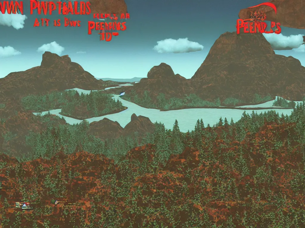 Image similar to Twin Peaks as a PS1 video game landscape