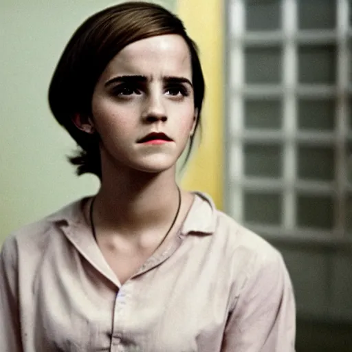 Image similar to photo, emma watson, film still from my mom is in jail ( 1 9 6 5 ), kodak ektachrome 1 2 0, 2 6 mm,