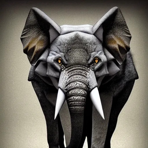 Prompt: a wolf merged with an elephant, photomorph artwork, high quality,!! photorealistic