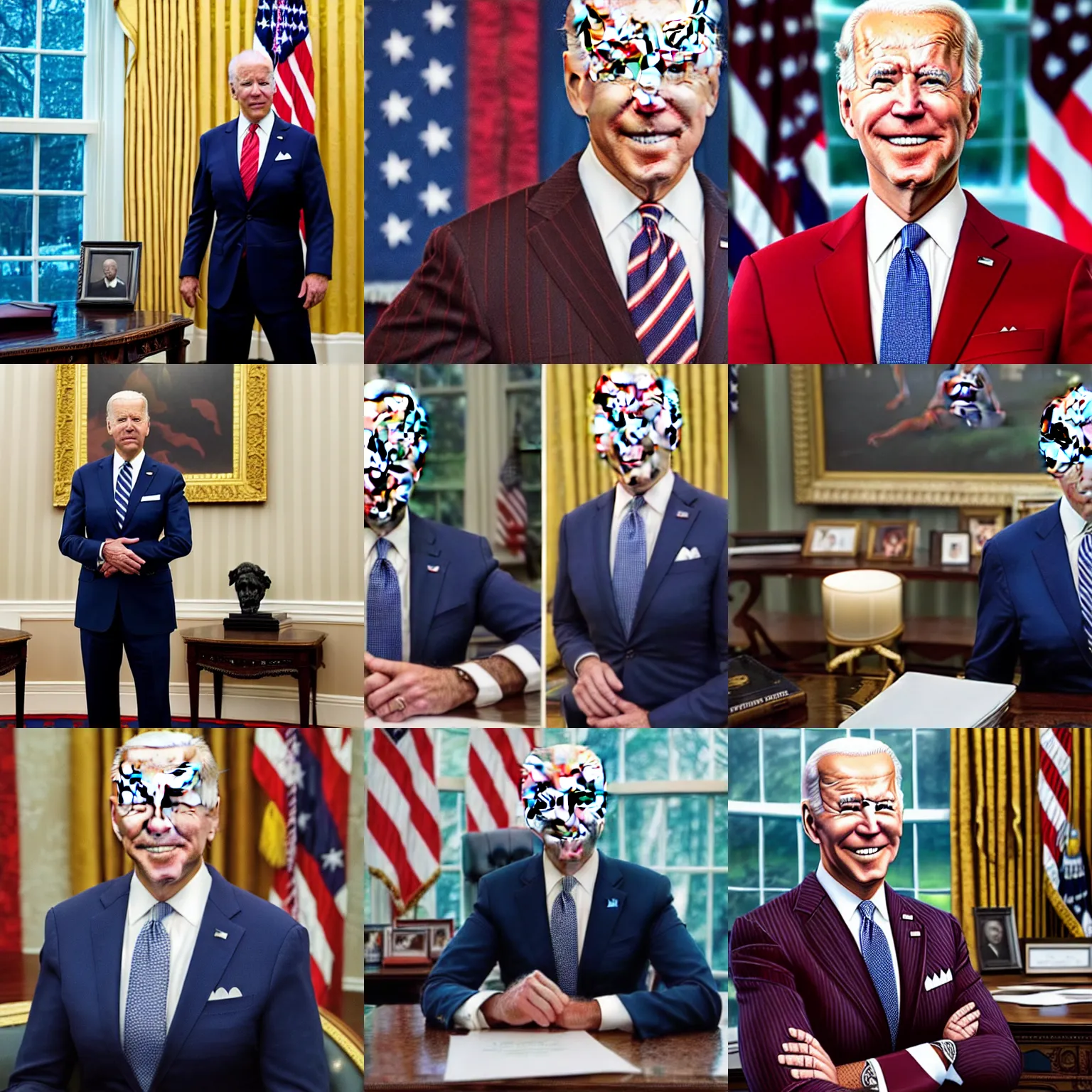 Image similar to professional head shot of joe biden wearing spiderman pajamas and standing in the oval office, very detailed, very intricate, detailed face,