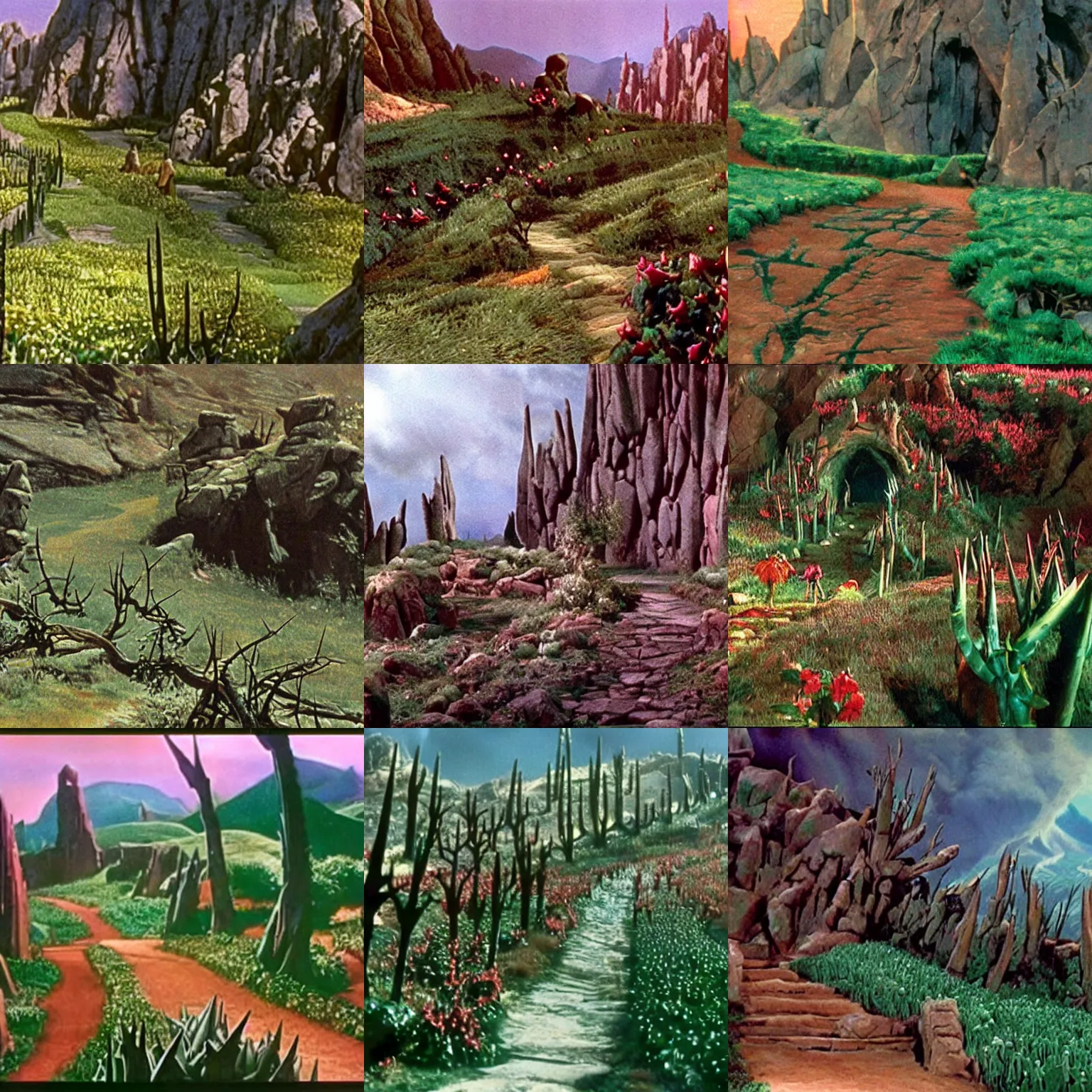 Prompt: still of the valley of thorns from The Wizard of Oz