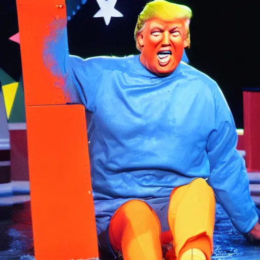 Image similar to donald trump getting slimed! on nickelodeons double dare