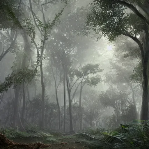 Image similar to Wild misty jungles, 8k, detailed, concept art, realistic, trending on artstation