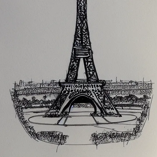 Prompt: rejected eiffel tower designs, paper sketch