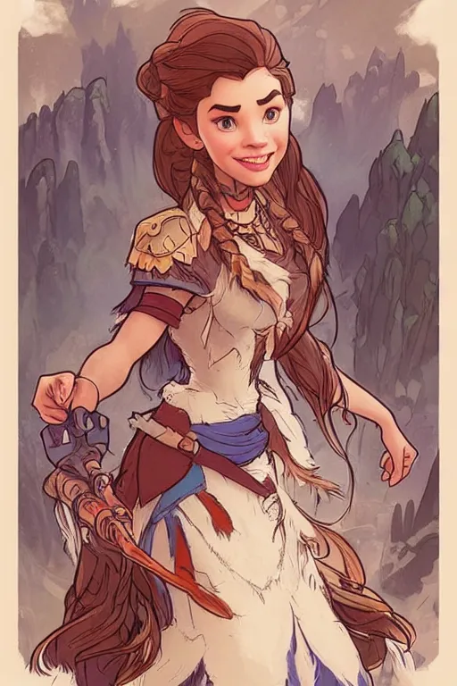 Prompt: pencil spot illustrations of various disney characters combined with a horizon zero dawn 2 aesthetic, d & d, fantasy, intricate, elegant, highly detailed, digital painting, artstation, concept art, matte, sharp focus, illustration, hearthstone, art by bridgeman and artgerm and greg rutkowski and alphonse mucha and ruan jia and conrad roset